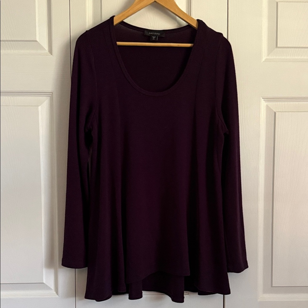 Karen Kane Deep Plum Scoop-Neck Long Sleeve Tunic